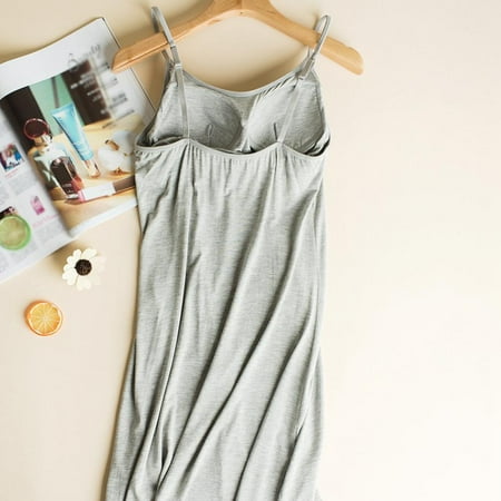 

Solid Color Modal Dress Nightdress Ladies With Chest Pad Home Service Dress