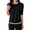 Black, variant on Womens Summer Tops Elegant Color Round Neck Short Sleeve Petite Clothing for Women,Black,L