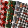 Festive Christmas Gift Wrapping Paper - 8 Large Sheets of High Gloss Xmas Holiday Wrap with Buffalo Plaid, Trucks, Snowflakes, and Reindeer - Vintage Design, 27 x 37 Inch