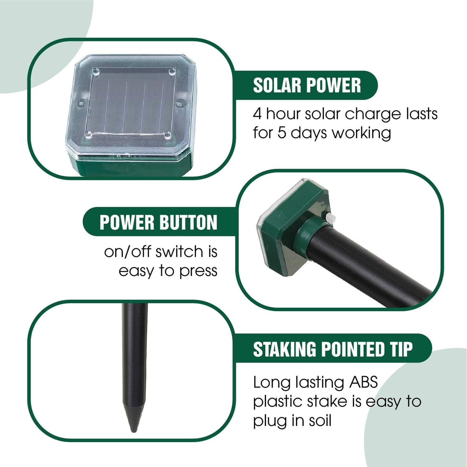 8 Pack Mole Repellent Solar Powered,Ultrasonic Solar Mole Repellent Deterrent Waterproof Sonic Repeller Spikes Gopher Vole Snake Deterrent Outdoor for Yard Lawn Garden