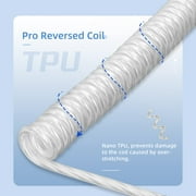 Mamba Snake Custom Transparent Coiled Keyboard Cable for Gaming Keyboard, Double-Sleeved Mechanical Keyboard Cable with Detachable Metal Aviator, 2.0M(0.66ft) USB-C to USB-A Keyboard Wire(Crystal)