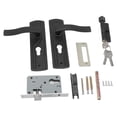 thumbnail image 3 of Cerradura de manija de puerta de acero al manganeso con cojinete silencioso, cerradura de palanca de puerta universal con llaves para el hogar y el dormitorio, color negro, 3 of 15