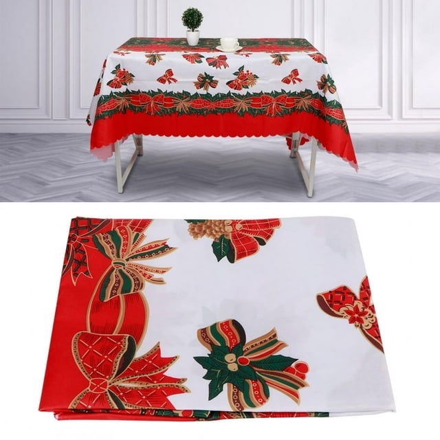 Tebru Table Cover Tablecover Christmas Polyester Printing Anti Fouled Dinner Tablecloth Cover Decor for Home Kitchen Dinner Party