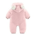 thumbnail image 4 of Spring 3-12 Months Newborn Baby Boy Girl Snowsuit Romper Infant One Piece Fleece, Baby Hooded Sherpa Jumpsuit Bear Ears Hooded Snowsuit ,Zipper Long Sleeve Fleece Romper Winter Outfits, 4 of 6