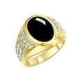thumbnail image 2 of RYLOS Men's Rings Yellow Gold Plated Silver Nugget Ring with Cabochon Gemstone & Diamonds Cabochon Onyx Rings For Men Size 9, 2 of 7