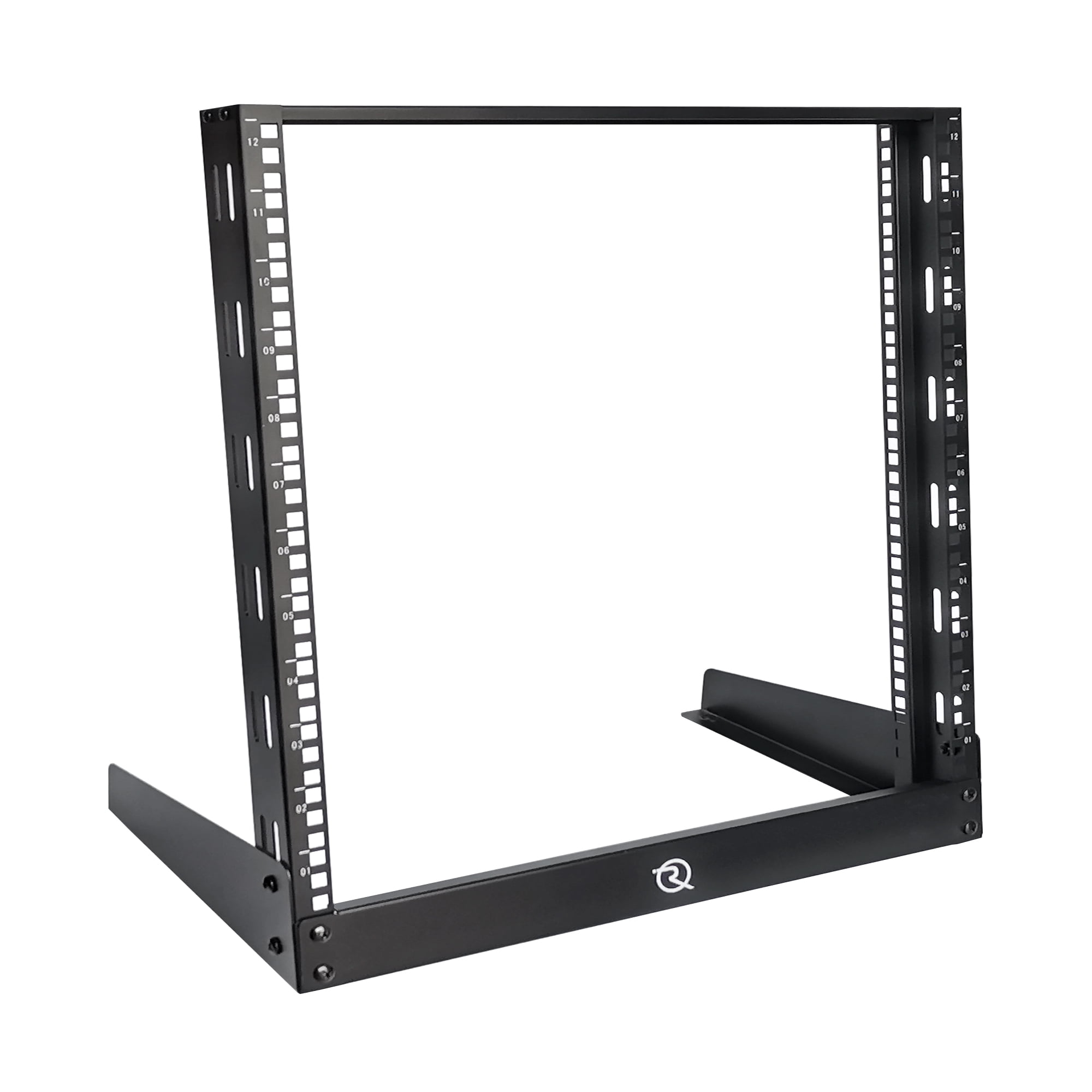 RIVECO 12U Network Rack Ground & Desktop 19 Inch 2 Post Open Frame Shelf with Reinforced Beam