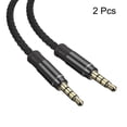 thumbnail image 3 of Cable auxiliar Unique Bargains 3,5mm Macho a Macho Nylon Trenzado 5 Pies Negro Paquete de 2, 3 of 6