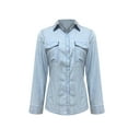 thumbnail image 4 of Patlollav Womens Denim Shirt Women Chambray Jean Western Shirts Long Sleeve Button Tops Up to 50% off, 4 of 6