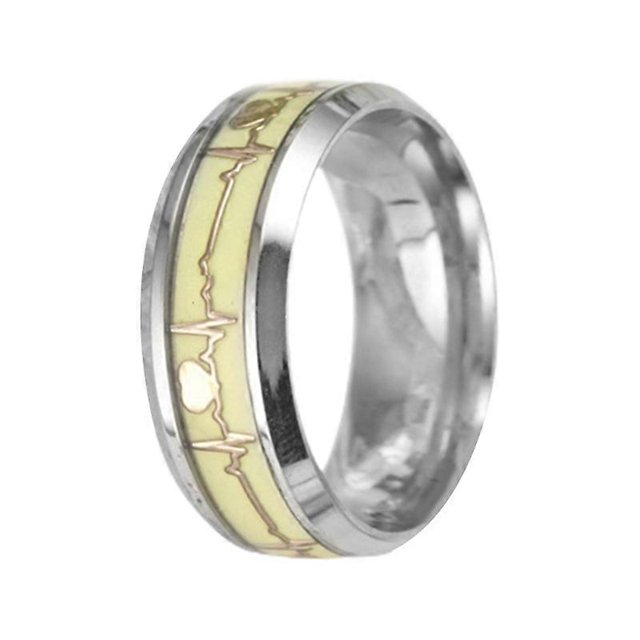 Anillo luminoso explosivo de latidos del corazón europeo-americano, anillo de pareja brillante de ECG