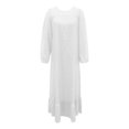 thumbnail image 5 of DuoJiaJ Womens Casual Dress, Crew Neck Ruffled Long Sleeve Dresses White S-5XL, 5 of 6