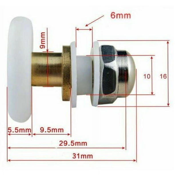 4 piezas de polea para cuarto de ducha, rodillos para puertas de vidrio, ruedas para puertas de vidrio para baño, ruedas para puertas corredizas de vidrio, rodillos excéntricos para ducha, puertas