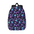 thumbnail image 1 of Easygdp purple Skull flower Mochila Ligera de 15 Pulgadas para Estudiantes, Mochila Cómoda para la Escuela y Viajes, Correas Ajustables, 1 of 6