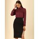 thumbnail image 2 of Camisa Casual de Negocios Allegra K de satén de manga Larga con Botones Y Cuello en Punta para Mujer M, 2 of 6
