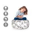 thumbnail image 2 of Animal Print Storage Toy Bag Chair, Simplistic Monochrome Sketch Drawing Pattern of Various Breeds of Cattle, Stuffed Animal Organizer Washable Bag, Small Size, Black and White, by Ambesonne, 2 of 3