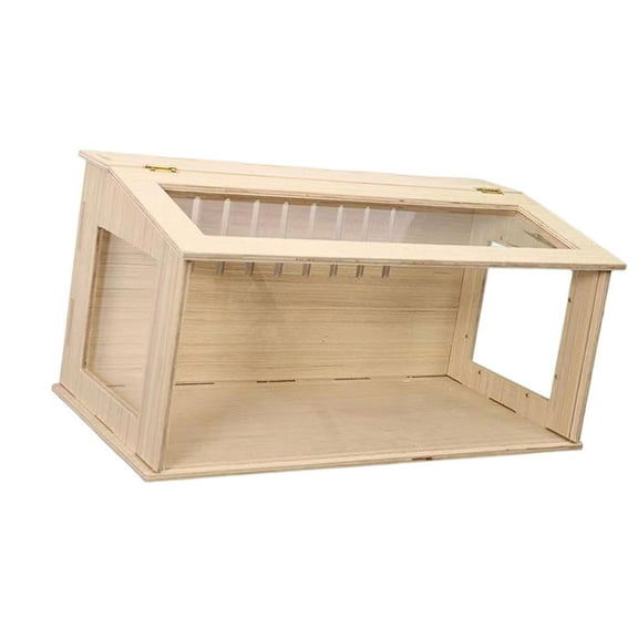 oshhni Wood Hamster Cage Breathable Hideaway Nesting Box for Mouse Gerbils Reptiles clear sides 40cm