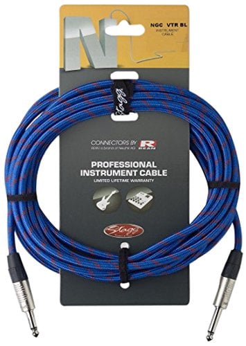 Blue 25' Neutrik Tweed Cloth Covered Guitar Amp Cable Cord Stagg # NGC7,6VTR BL