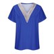 thumbnail image 4 of Fiudx Ofertas Flash Artículos En Oferta Blusa de Manga Corta con Retazos de Encaje y Cuello En V Estampado Informal a La Moda para Mujer, 4 of 5