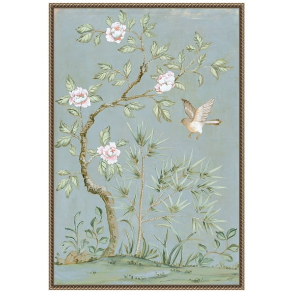 Amanti Art Spring Flower Mural II Blue Framed Canvas Wall Art Print