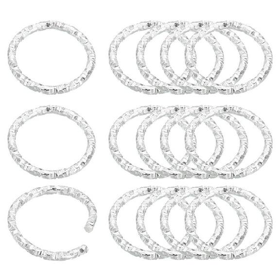 Uxcell 1.5 x 15mm Wine Glass Charm Ring Metal Earring Beading Hoop Twisted Open Jump Rings, Silver 100 Pack
