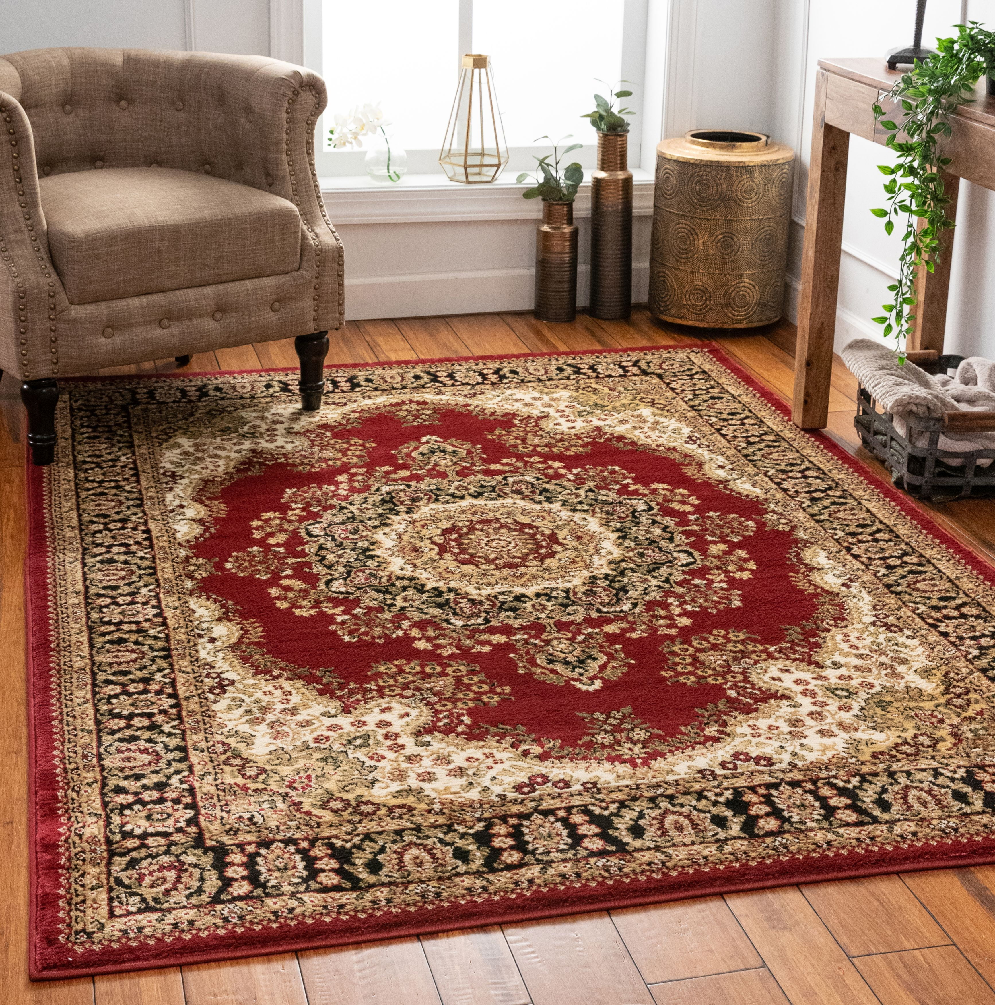 Well Woven Medallion Oriental Persian Area Rug Red Ivory - Walmart.com