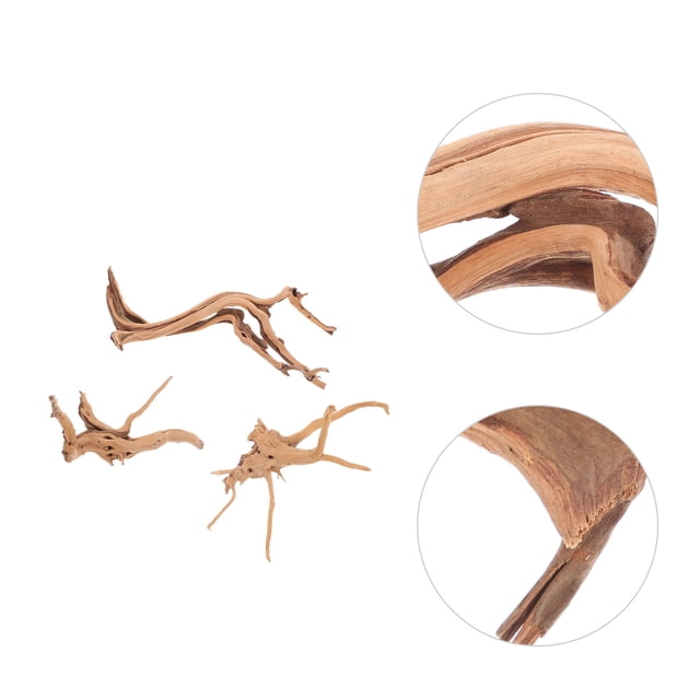 Synthetic Driftwood Ornaments for Fish Tank Decor Light Yellow Realistic Shape Does Not Fade 3 Pieces