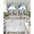 thumbnail image 5 of Coastal Kitchen Curtains Sets 24 Inch Length with Valance, Botanical Starfish Shell Nautical Beach Swag Valances and Tiers Curtain Set Drapes Swag Curtains for Living Room, Bathroom, Bedroom, Cafe, 5 of 6