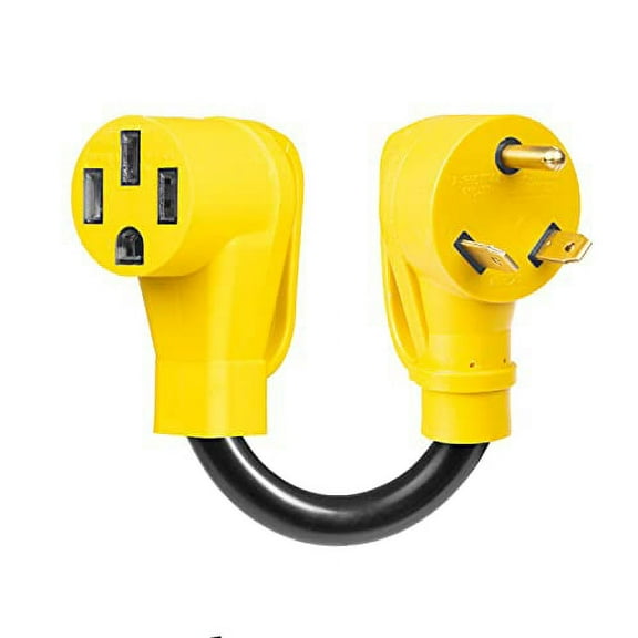 Iron Forge Cable RV Cord, Generator and RV Electrical Adapter Power Cord, TT-30P Male Plug to 14-50R Female, 12 Inch Plug Adapter - 10/3 STW Yellow