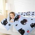 thumbnail image 4 of jejeloiu Kawaii Cat Kitten Bedding Comforter Set,Puppy Dogs Paws Print Twin Comforter Sets,Blue Black Bedding Set For Kids,Super Cozy Room Decor Reversible,2-Piece, 4 of 8