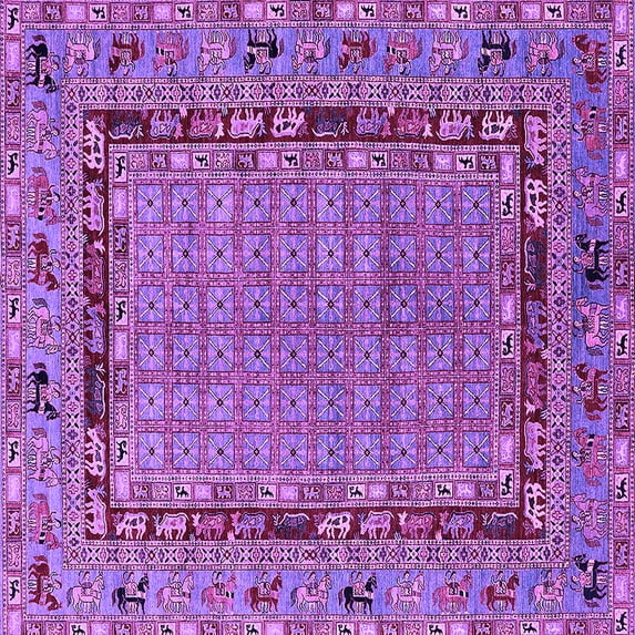 Ahgly Company Indoor Square Oriental Purple Industrial Area Rugs, 6' Square