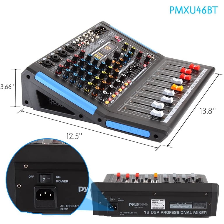 Pyle 4-Channel Bluetooth DJ Mixer with USB, Black photo 3