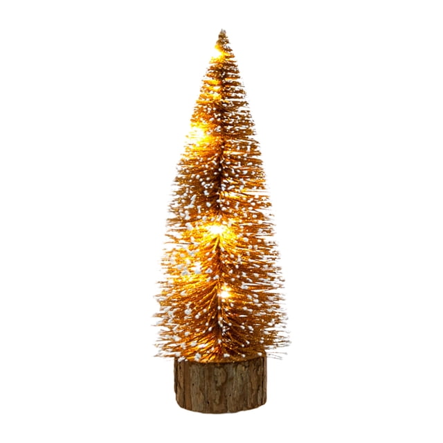 Mini Christmas Tree With Lights 9.84 in Tall LED Illuminated Desktop Door Decoration Silver Green Gold Red Brown