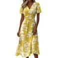 thumbnail image 2 of Womens Summer DressesShort Sleeve Wrap V-Neck Hight Waist Sundress A-Line Beach Vacation Dresses 2026, 2 of 7