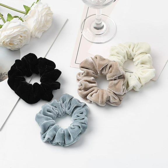 4 Pack Velet Scrunchies Hair Ties for Women, No Damage Scrunchy Elastics Ponytail Holder for Women Grils Accessories