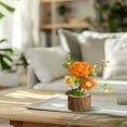 thumbnail image 5 of 1 Pcs Handmade Crochet Rose Bouquet,Knitted Rose Potted Plant With Wood Base,Small Home Desktop Decorations,Artificial Potted Plants,Crochet Rose Flowers For Mother'S Day,Valentine'S Day Gifts,Orange, 5 of 8