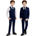 thumbnail image 5 of Boy Suit Slim&Husky 4 Pcs Suspenders Boys Formal Suit Set Ring Bearer Outfit Kids Suits, 5 of 14
