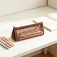 thumbnail image 5 of Transparent Mesh Pencil Case With Large Capacity, Clear High Appearance Storage Bag For Stationery Organizer, Realistic Pencil Pouch For Office, Brown (Multicolor, 1.00), 5 of 5