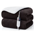 thumbnail image 3 of Dhole Heated Blanket Electric Blanket Throw Waffle, 50x60 Inches，Sherpa Fleece Fast Heating Blanket 6 Heating Levels & 4 Hours Auto Off ETL Certification, Brown, 3 of 10