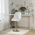 thumbnail image 5 of Javlergo Modern Swivel Accent Chair, Faux PU Adjustable Vanity Chairs Upholstered MakeUp Chair for Bedroom, White, 5 of 8