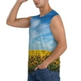 thumbnail image 3 of Lsque Blooming Sunflower Field Print Men's Cotton Blend Sleeveless Muscle Shirts (S-3XL)- Moisture Wicking, Odor Protection, UPF 30+,Medium, 3 of 8