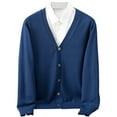 thumbnail image 6 of Men's Knit Cardigan Sweater Button Up Casual Loose Outfit for Fall & Spring(Navy L), 6 of 6