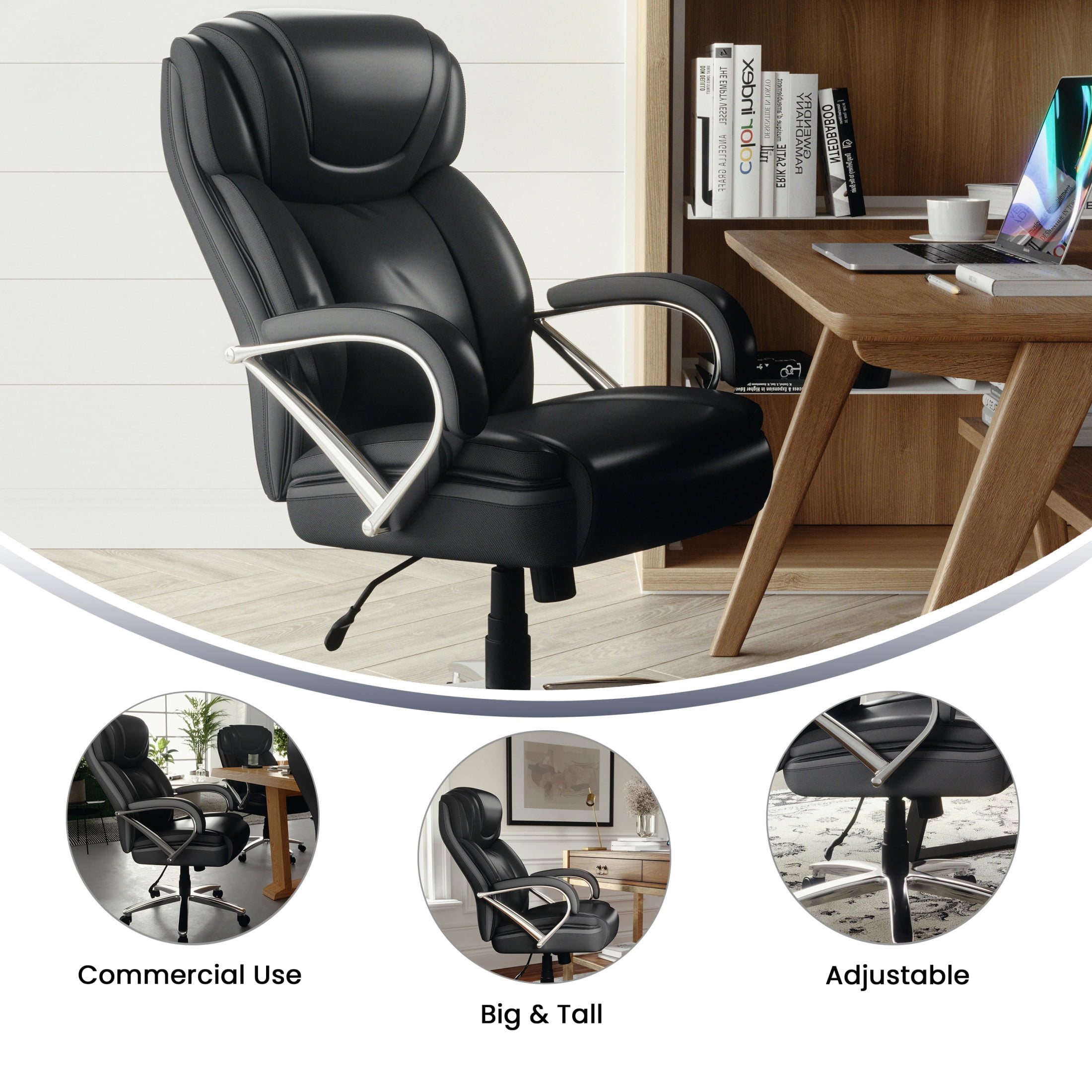 Flash Furniture Hercules Series Big & Tall Ergonomic LeatherSoft Office Chair, Black