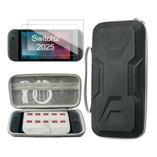 YUOY Estuche para Nintendo Switch 2 (2025) - Negro, 2 Protectores Pantalla, 10 Ranuras Juegos