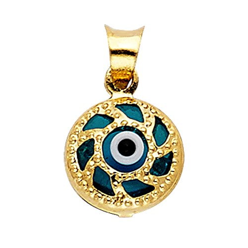 TGDJ 14K Yellow Gold Evil Eye Pendant Height - 9 MM Width - 9 MM