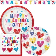Way to Celebrate Valentine Smiley Hearts Multicolor Party Kit 61 Count