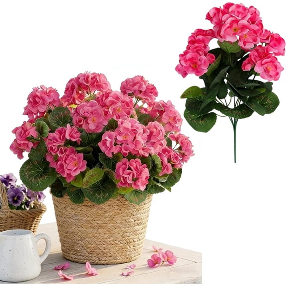 Artificial Geranium Flowers for Outdoors Uv Resistant Garden Plants Faux Flowers for Home Kitchen Table Centerpieces Decor UV Resistant Artificial Outdoor Flowers