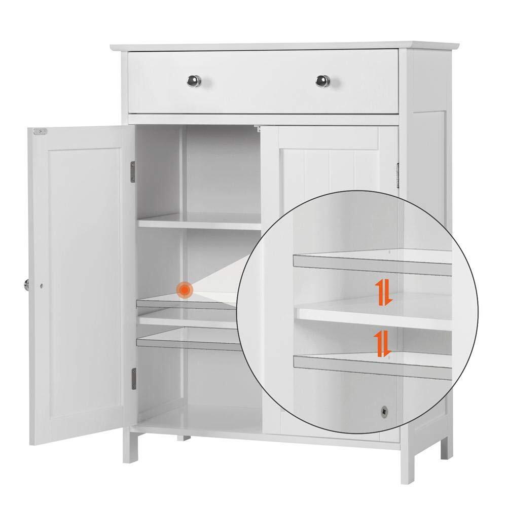 ERTWER Wooden Floor Cabinet Freestanding Bathroom Storage Cabinet Unit Home Decor.Waterproof and moisture-proof.Can be used as bathroom cabinet, dining cabinet and porch cabinet White