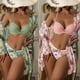 thumbnail image 2 of Traje de baño de tres piezas para mujer, cárdigan de malla con estampado de bikini dividido, 2 piezas, 2 of 4