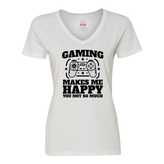 Inktastic Gaming Makes Me Happy Women's V-Neck T-Shirt