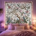 thumbnail image 2 of Flowering Tree in an Ornate Garden, Romantic Vintage for Nature Lovers, Botanical Home Decor, Housewarming Gift, Tapestry Wall Hanging for Bedroom and Living Room, 2 of 7