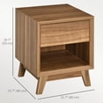 thumbnail image 3 of HOMCOM Table de Chevet pour Chambre, Table de Nuit avec Tiroir et Tablette, Table d'Appoint Moderne, Brun Noyer, 3 of 10